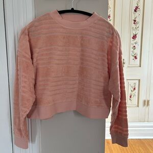 NEW Billabong striped terry pullover cropped sweatshirt in blush pink